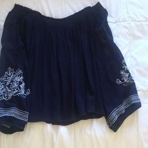 Navy Blue Off The Shoulder Top